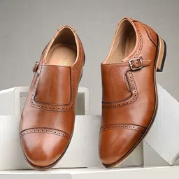 CLOG LONDON Men Leather Formal Monk Shoes-image-5