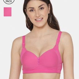 Tweens Pink Set of 2 Cotton Non-Wired Lightly Padded Full Coverage T-Shirt Bra-47