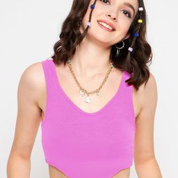Uptownie Lite Purple Scoop Neck Crop Cotton Tank Top-image-36