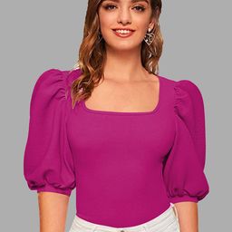 Dream Beauty Fashion Pink Puff Sleeve Fitted Top-image-31