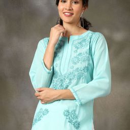 PARAMOUNT CHIKAN Ethnic Motifs Embroidered Chikankari Chikankari Kurti-image-68