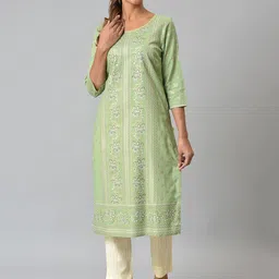 AURELIA Women Green Paisley Printed Straight Kurta-picture-52