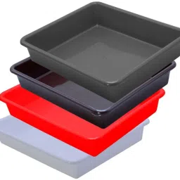 Plastic Exel Small Tray For Home/Office, 4 pc, 2 Ltr, White Red Brown Grey Tray-image-73