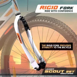 leader Scout MTB 26T Mountain Bicycle without Gear Single Speed for Men - White 26 T (inch) Mountain Cycle image 4