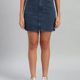 Women Solid Regular Blue Skirt-picture-12