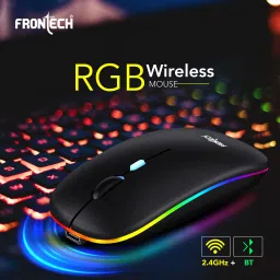 Frontech RGB Wireless Mouse – 2.4GHz/Bluetooth, 1600 DPI, Rechargeable Wireless Ambidextrous Optical Mouse with Bluetooth image 2