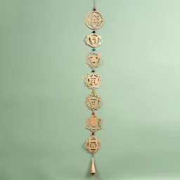 Metal Chakra Windchime Wall Hanging, Feng shui, Home Decor Festive Decoration Brass Windchime-image-48