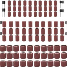100pcs 80 Grit Drum Sander Sleeves Set with 12 and 14 Inch Sanding Mandrels 100pcs 80 Grit Drum Sander Sleeves Set with Mandrels Rotary Tool-image-2