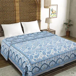 Sangria Grey & Blue Ethnic Motifs Printed Pure Cotton Dohar-image-89