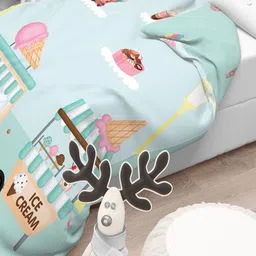 Polka Tots Blue Cartoon Characters AC Room 210 GSM Single Bed Comforter-image-5