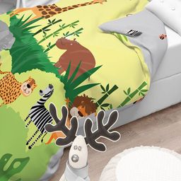 Polka Tots Green & Grey Cartoon Characters AC Room Reversible 210 GSM Single Bed Comforter-image-91