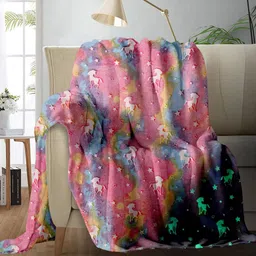 Cortina Pink & White Glow in the Dark Fleece AC Room Single Bed Throw-image-69