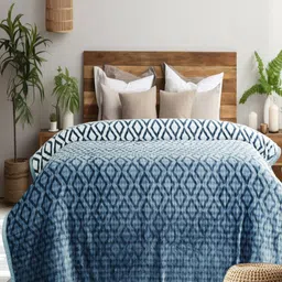 GAPU & BALY Blue Geometric Summer 300 GSM Double Bed Blanket-picture-37