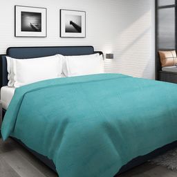 DHROHAR  SkyBlue Fur Geometric  Mild Winter 300 GSM Double Bed Blanket-image-47