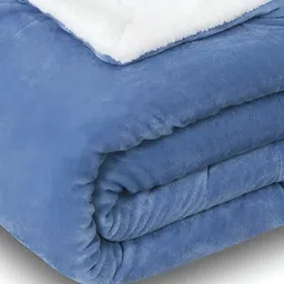 bsb home Sherpa Blue & White Heavy Winter 500 GSM Double Bed Blanket-image-74