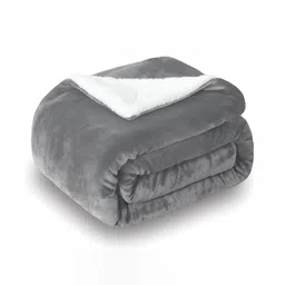 bsb home Sherpa Grey & White Heavy Winter 500 GSM Double Bed Blanket-image-24