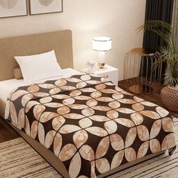 Story@home Brown & Beige Geometric AC Room 300 GSM Single Bed Blanket-image-57