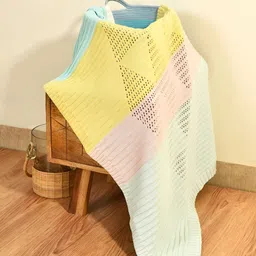 MiArcus Multicoloured Colourblocked Summer 600 GSM Single Bed Blanket-picture-1