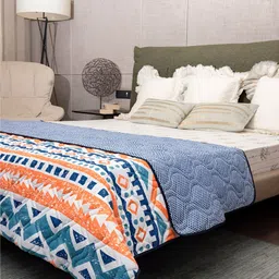 URBAN SPACE Peach & White Geometric Microfiber AC Room 300 GSM Double Bed Blanket-image-80