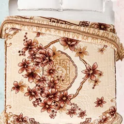 Signature Beige & Brown Floral Heavy Winter Single Bed Blanket  Quilts & Dohars-image-16