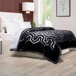 MYTRIDENT Matcha Brown Geometric Winter Double Bed Blanket-48