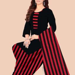 Unstitched Crepe Kurta & Patiyala Material Floral Print-image-92