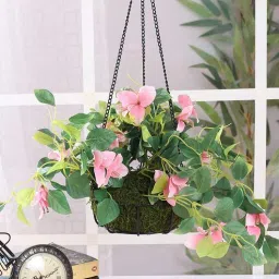 fourwalls Polyester Purple Bougainvillea Flower With Hanging Ware Basket Artificial Plants-picture-15