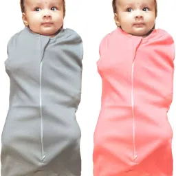 POD/Swaddle/Sleeping Bag/Sack for NewbornBaby 0-3 months-PK2 Gray+Peach Sleeping Bag-image-88