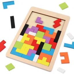 wanqlyn Wooden Tetris Russian Block Jigsaw Puzzle Toy image 2