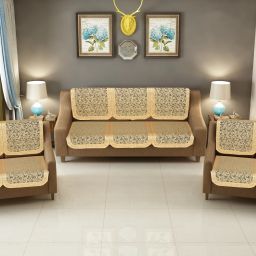 Cotton Floral 3+1+1 Seater Sofa Cover-image-15