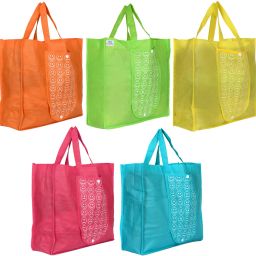 Foldable Reusable Smiley Printed Shopping Bag Pack of 5 Grocery Bags-15