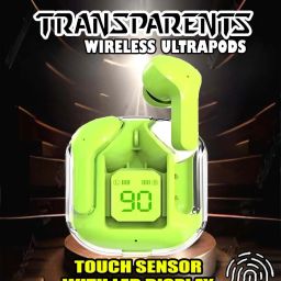 crecro Ultrapod Bluetooth Earbuds Headset Crystal Transparent Design,LED Display BU56 Smart Headphones-23
