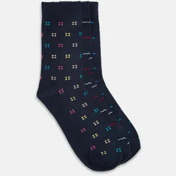 RICHARD PARKER by Pantaloons Men Pack Of 3 Navy Blue Patterned Ankle-Length Socks-picture-36
