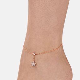 MINUTIAE Rose Gold-Plated & White Crystal-Studded Anklet-54