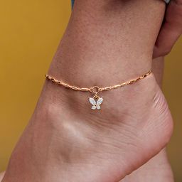 MINUTIAE Gold-Plated Artificial Stones Anklet-image-78