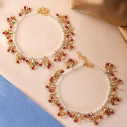 Silvermerc Designs Set Of 2 Gold-Plated Pearls Anklet-image-63