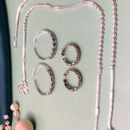 ABDESIGNS Set Of 6 Silver Plated Bedded Anklet & Adjustable Toe Rings image 4