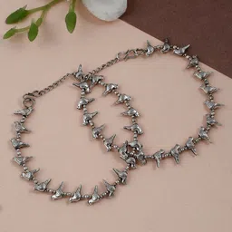 Silvermerc Designs Oxidized Silver Plated Pair Of Anklets-55