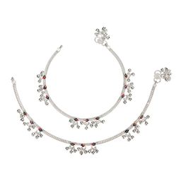 AanyaCentric Women White Metal Silver-Plated Anklets-52