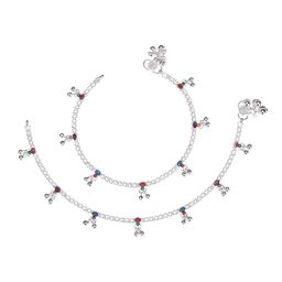 AanyaCentric Women Silver-Plated Beaded Anklets-image-87