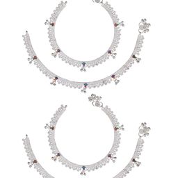 AanyaCentric Set Of 2 Silver-Plated Silver Toned Anklet-4