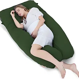 Ultra Soft U-Shaped Body Maternity Pillow with Cotton Zippered Cover Polyester Fibre Solid, Stripes Pregnancy Pillow Pack of 1-image-38