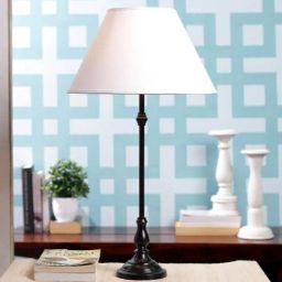 kapoor lampshades Nigella White Fabric Shade Night Lamp With Metal Base-picture-30