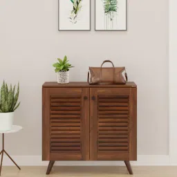 bluewud Carlem Shoe Cabinet In Brown Maple Colour-picture-38
