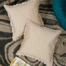 hosta homes Cream Velvet Abstract 16X16 Inches Cushion Covers (Pack of 2)-picture-8