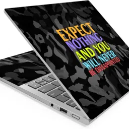 Techfit HD Printed Easy to Install Full Panel Laptop Skin/Sticker/Stretchable Vinyl/Cover for all Size Laptops upto 15.6 inch No Residue, Bubble Free - Expect Nothing Black Camouflage Self Adhesive Vinyl Laptop Skin Compatible for 15.6 inch-image-98