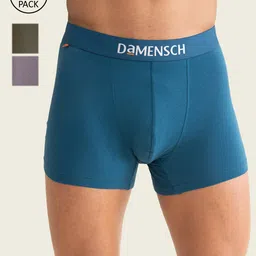 DAMENSCH Men Pack of 3 Deo-Cotton Anti-Bacterial Trunks DAM-CTST-T-LYB-RAE-ONG-55