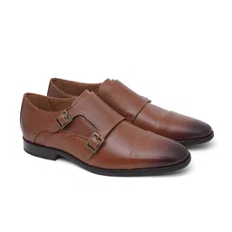Ruosh Men Tan Brown Solid Leather Formal Monks-picture-41