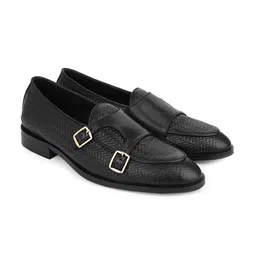LA BOTTE Men Textured Leather Monks With Buckle Detail-image-44