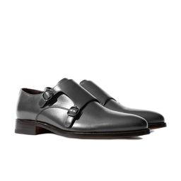 Rapawalk Grey Handcrafted Standard Width Leather Monks-image-66
